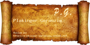 Plakinger Geraszim névjegykártya